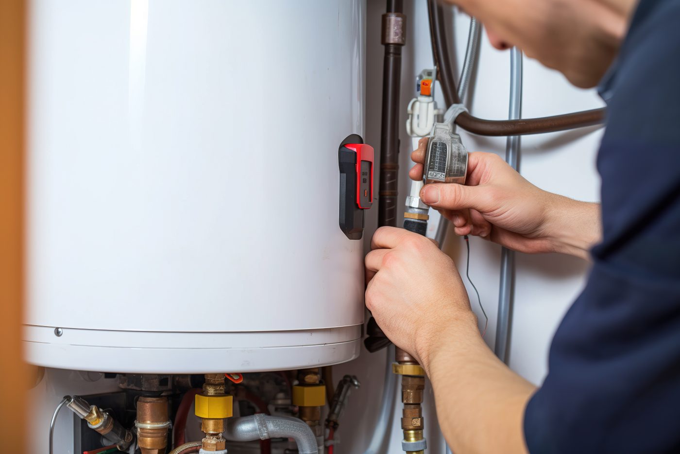 NCIS plumber servicing a residential water heater in Humboldt, Iowa.